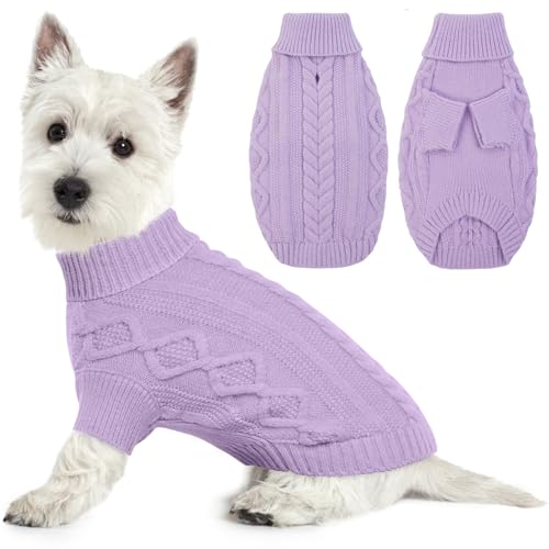 Lelepet Winter Hundepullover, Gestrickter Warm Hundepulli mit Rollkragen, Weihnachtspullover für kaltes Wetter, Weiche Hundestrickwaren, Hundemantel Sweater Haustier Bekleidung, Lila S Lelepet Winter Hundepullover, Gestrickter Warm Hundepulli mit Rollkragen, Weihnachtspullover für kaltes Wetter, Weiche Hundestrickwaren, Hundemantel Sweater Haustier Bekleidung, Lila S von LeLePet