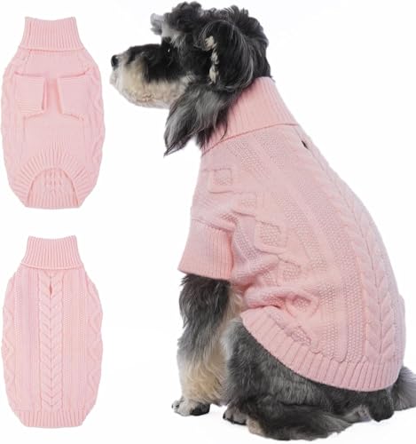 Lelepet Winter Hundepullover, Gestrickter Warm Hundepulli mit Rollkragen, Weihnachtspullover für kaltes Wetter, Weiche Hundestrickwaren, Hundemantel Sweater Haustier Bekleidung, Rosa M Lelepet Winter Hundepullover, Gestrickter Warm Hundepulli mit Rollkragen, Weihnachtspullover für kaltes Wetter, Weiche Hundestrickwaren, Hundemantel Sweater Haustier Bekleidung, Rosa M von LeLePet