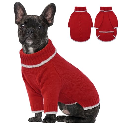 Lelepet Hundepullover, Gestrickt Rollkragen Hundepullover, Warme Welpenkleidung für Herbst und Winter, Hunde-Weihnachtspullover, Haustier Outfit, Hunde-Strickwaren, Sweater für Hunde Katzen, Rot XS Lelepet Hundepullover, Gestrickt Rollkragen Hundepullover, Warme Welpenkleidung für Herbst und Winter, Hunde-Weihnachtspullover, Haustier Outfit, Hunde-Strickwaren, Sweater für Hunde Katzen, Rot XS von LeLePet