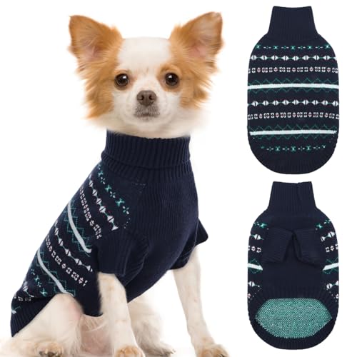 Lelepet Hundepullover für kleine Hunde, weicher Weihnachtspullover für Herbst und Winter, für den täglichen Gebrauch, atmungsaktiv, Rollkragen-Strick, Haustierkleidung für Jungen und Mädchen von LeLePet