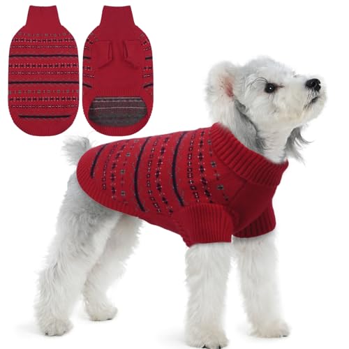 Lelepet Hundepullover für mittelgroße Hunde, weicher Weihnachtspullover für Herbst und Winter, für den täglichen Gebrauch, atmungsaktiv, Rollkragen-Strick, Haustierkleidung für Jungen und Mädchen, Rot von LeLePet