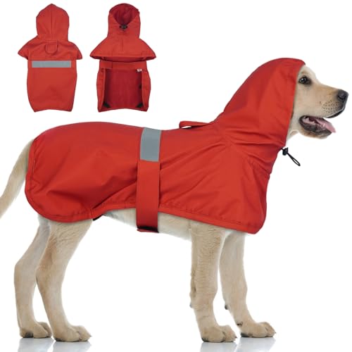Lelepet Hunderegenmantel, wasserdichter Regenmantel für große Hunde, winddichter Poncho mit verstellbaren Hinterbeingurten, Hundeponcho mit reflektierendem Streifen, Rot XL Lelepet Hunderegenmantel, wasserdichter Regenmantel für große Hunde, winddichter Poncho mit verstellbaren Hinterbeingurten, Hundeponcho mit reflektierendem Streifen, Rot XL von LeLePet