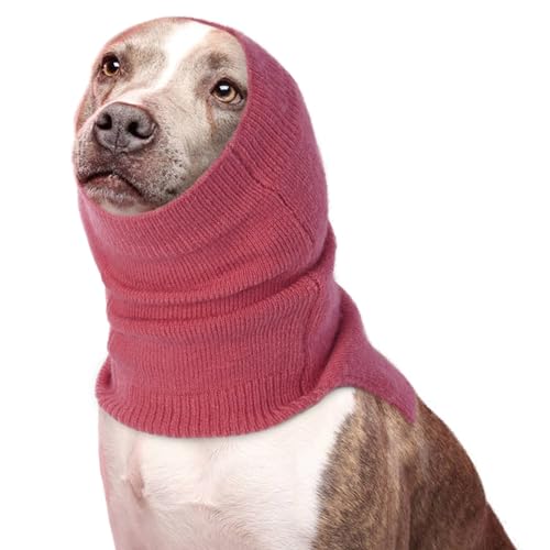 Lelepet Ohrenschutz für Hunde und beruhigender Kapuzenpullover, Schlauchschal für Lärmschutz, Fellpflege und Angstlinderung, Nacken- und Ohrenwärmer, Kopfbedeckung, Rosa, Größe L von LeLePet