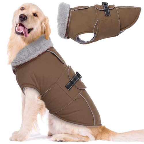 Lelepet Warme Mäntel und Jacken für Hunde, wasserdichter Winter-Hundemantel für kaltes Wetter, reflektierende Hundepufferjacke, Fleecefutter, Haustiermantel mit Loch für Geschirr für extra große Hunde Lelepet Warme Mäntel und Jacken für Hunde, wasserdichter Winter-Hundemantel für kaltes Wetter, reflektierende Hundepufferjacke, Fleecefutter, Haustiermantel mit Loch für Geschirr für extra große Hunde von LeLePet