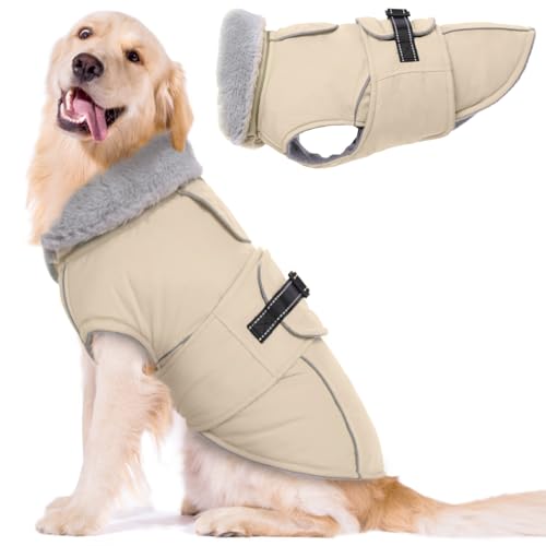 Lelepet Warme Mäntel und Jacken für Hunde, wasserdichter Winter-Hundemantel für kaltes Wetter, reflektierende Hundepufferjacke, Fleecefutter, Haustiermantel mit Loch für Geschirr für extra große Hunde Lelepet Warme Mäntel und Jacken für Hunde, wasserdichter Winter-Hundemantel für kaltes Wetter, reflektierende Hundepufferjacke, Fleecefutter, Haustiermantel mit Loch für Geschirr für extra große Hunde von LeLePet