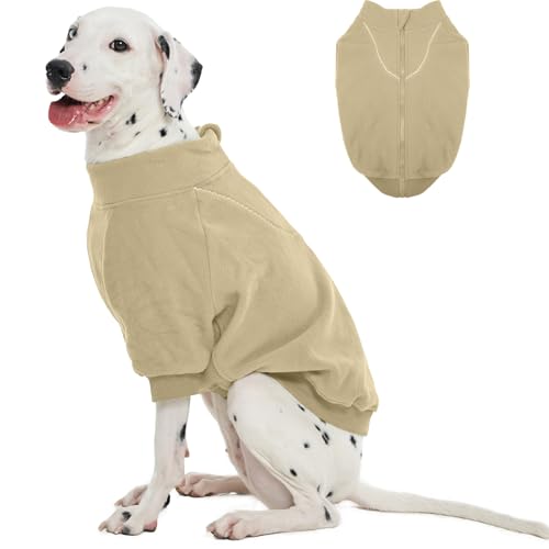 Lelepet Warmer Hunde-Kapuzenpullover für den Winter, Fleece-Haustier-Sweatshirt, Welpenkleidung, Hundeoutfit für extra große Hunde, Haustierpullover, Kaltwettermantel, Hellkaffee, Größe 3XL von LeLePet