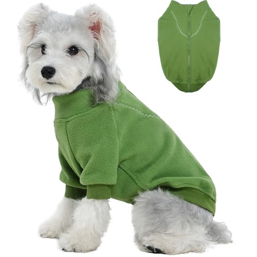 Lelepet Warmer Hunde-Kapuzenpullover für den Winter, Fleece-Haustier-Sweatshirt, Welpenkleidung, Hundeoutfit für kleine Hunde, Haustierpullover, Kaltwettermantel, Grün, S von LeLePet