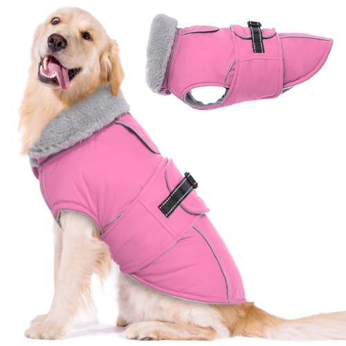 Lelepet Hundemantel Winterweste Reflektierende Fleece Hundejacke für Extra Große Hunde Wasserdicht Hundejacke Wintermantel Warme Winterjacke mit Verstellbarer Schnalle, Rosa 3XL Lelepet Hundemantel Winterweste Reflektierende Fleece Hundejacke für Extra Große Hunde Wasserdicht Hundejacke Wintermantel Warme Winterjacke mit Verstellbarer Schnalle, Rosa 3XL von LeLePet