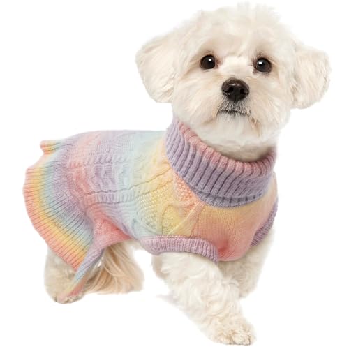 Lelepet Weihnachten Hundepullover, Winter Warm Hundepulli Sweater für Große Hunde, Weich Hundemantel Jacke Winterpullover, Rollragen Stickwolle Katzenpullover Haustier Winterkleidung, Rosa XL von LeLePet