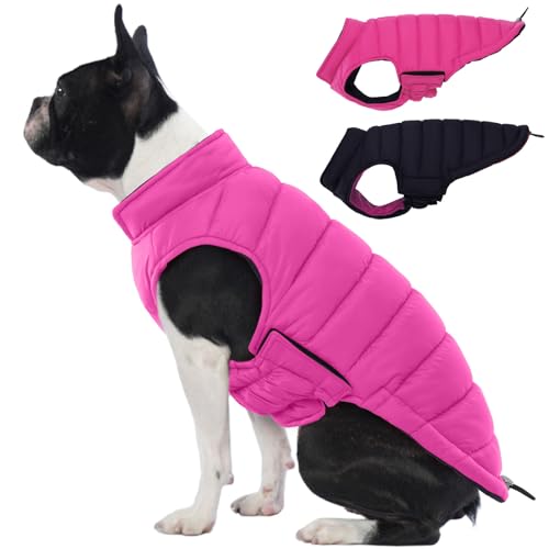 Lelepet Wendbare Hundejacke, warmer Hundemantel, ultraleicht, winddicht, gepolsterte Weste für kleine, mittelgroße und große Hunde, Wintermantel mit Haken und Schlaufe, fusselfrei, einfaches An- und von LeLePet
