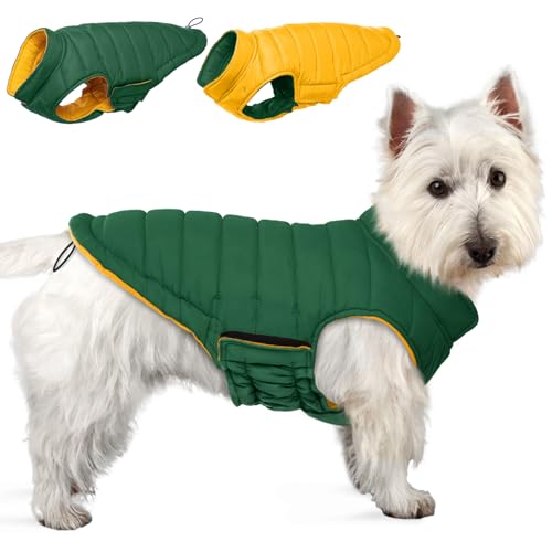 Lelepet Wendbarer Hunde-Wintermantel, warme wasserdichte Jacke für kleine Hunde, Welpen, Winterpufferjacke, winddichte Hundeweste, einfaches An- und Ausziehen, Grün, S Lelepet Wendbarer Hunde-Wintermantel, warme wasserdichte Jacke für kleine Hunde, Welpen, Winterpufferjacke, winddichte Hundeweste, einfaches An- und Ausziehen, Grün, S von LeLePet