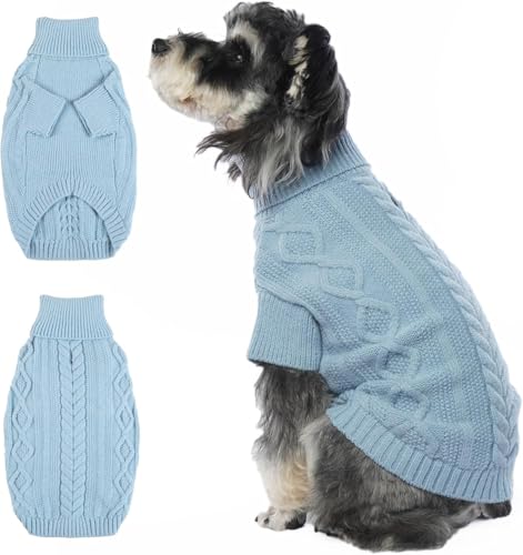 Lelepet Winter Hundepullover, Gestrickter Warm Hundepulli mit Rollkragen, Weihnachtspullover für kaltes Wetter, Weiche Hundestrickwaren, Hundemantel Sweater Haustier Bekleidung, Blau M Lelepet Winter Hundepullover, Gestrickter Warm Hundepulli mit Rollkragen, Weihnachtspullover für kaltes Wetter, Weiche Hundestrickwaren, Hundemantel Sweater Haustier Bekleidung, Blau M von LeLePet