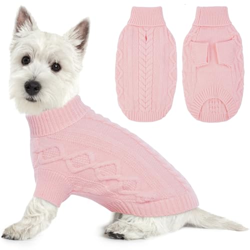 Lelepet Winter Hundepullover, Gestrickter Warm Hundepulli mit Rollkragen, Weihnachtspullover für kaltes Wetter, Weiche Hundestrickwaren, Hundemantel Sweater Haustier Bekleidung, Rosa XS Lelepet Winter Hundepullover, Gestrickter Warm Hundepulli mit Rollkragen, Weihnachtspullover für kaltes Wetter, Weiche Hundestrickwaren, Hundemantel Sweater Haustier Bekleidung, Rosa XS von LeLePet