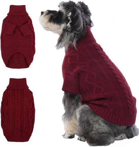 Lelepet Winter Hundepullover, Gestrickter Warmer Hundepulli mit Rollkragen, Weihnachtspullover für kaltes Wetter, Weiche Hundestrickwaren für Hunde, Hundemantel Sweater Haustier Bekleidung, Rot L Lelepet Winter Hundepullover, Gestrickter Warmer Hundepulli mit Rollkragen, Weihnachtspullover für kaltes Wetter, Weiche Hundestrickwaren für Hunde, Hundemantel Sweater Haustier Bekleidung, Rot L von LeLePet