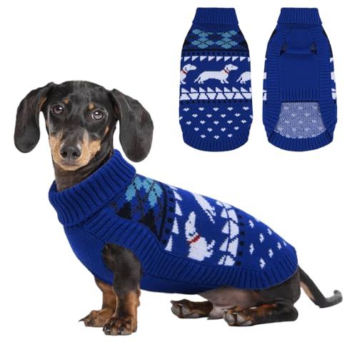 Leletail Dackelpullover, Rollkragenpullover für kleine Hunde, warmer Pullover, gestrickter Haustiermantel, kaltes Wetter, Dackelkleidung, Herbst/Winter, gemütliches Outfit (Größe XS-XL) von LeLePet