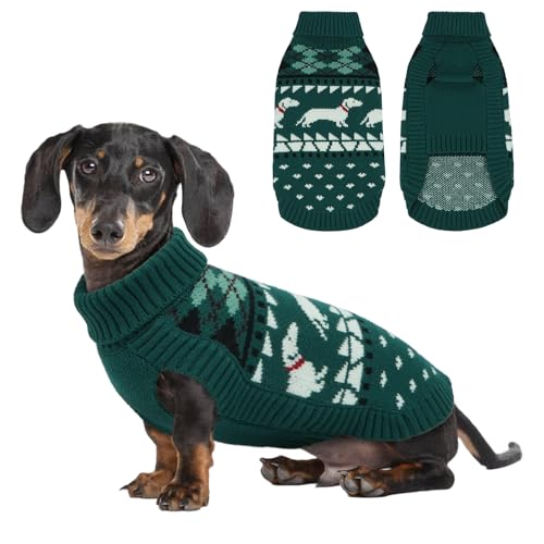 Leletail Dackelpullover, Rollkragenpullover für kleine Hunde, warmer Pullover, gestrickter Haustiermantel, kaltes Wetter, Dackelkleidung, Herbst/Winter, gemütliches Outfit (Größe XS-XL) von LeLePet