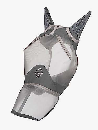 LeMieux Horse ArmourShield Pro Vollfliegenmaske mit weichem Bambusfutter, UV-schützendes und atmungsaktives Netzgewebe, Grau, Größe M von LeMieux