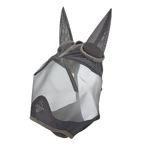 LeMieux Horse ArmourShield Pro Halbfliegenmaske mit weichem Bambusfutter, UV-schützendes und atmungsaktives Netzgewebe, Grau, Größe M von LeMieux