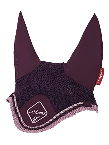 LeMieux Klassische Fliegenhaube in Feige mit weichen Lycra-Ohren – engmaschig gestrickt Häkeln – bequeme Passform Reitmaske – Sport Pferdekleidung – X-Large von LeMieux