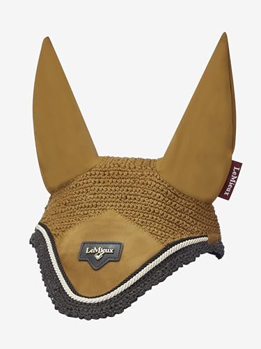 LeMieux Loire Fliegenhaube für Pferde, leichte, atmungsaktive Ohren für Fliegenschutz, ordentliche Passform unter dem Zaumzeug, Kordeldetails, Satin-Frontaufnäher, handgehäkelt, Ingwer, klein von LeMieux