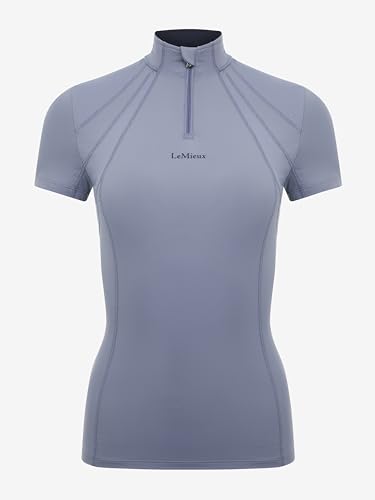 LeMieux Mia Kurzarm-Unterhemd aus Netzstoff – zum Überziehen – glatter, schweißableitendes Material – schmale Passform – UV-Schutz 50+ – kurzärmeliges Oberteil – Jay Blue – Größe 40 von LeMieux