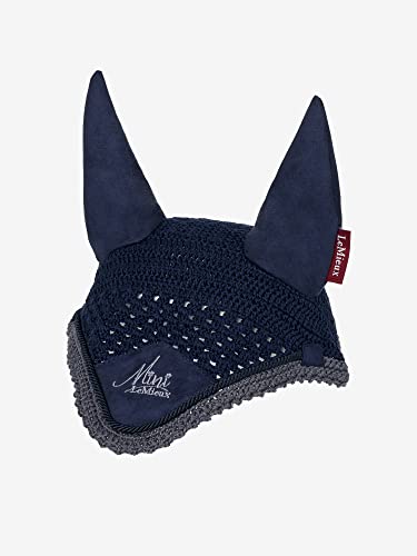 LeMieux Mini-Fliegenhaube in Indigo mit weichen Lycra-Ohren - engmaschig gestrickt Häkeln - bequeme Passform Reitmaske - Sport Horse Wear von LeMieux