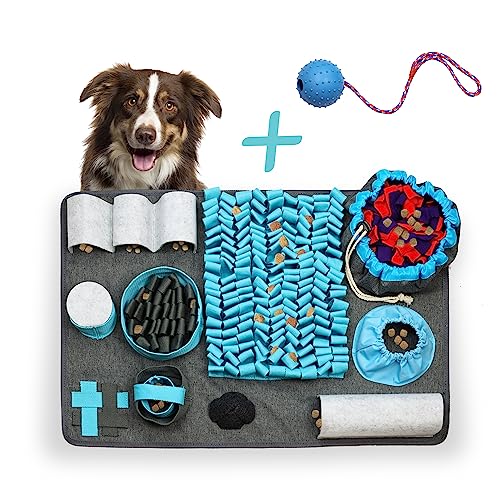 Lead Home Schnüffelteppich für Hunde - Intelligenzspielzeug für Hunde Aller größen - wiederstandsfähig, waschbar - Schnüffeldecke für Haustiere (blau) von Lead Home