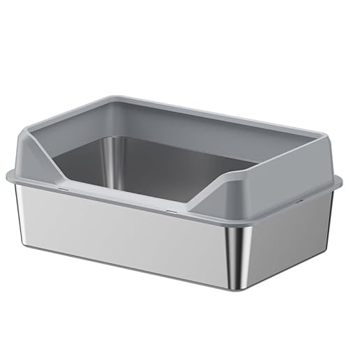 Edelstahl Katzentoilette, Katzenklo Litter Box, Leicht zu Reinigen und Geruchsresistent Halbgeschlossen, Edelstahl Katzenklo Hoher Abnehmbarer Rand, mit Katzenstreumatte 50x35x20CM Edelstahl Katzentoilette, Katzenklo Litter Box, Leicht zu Reinigen und Geruchsresistent Halbgeschlossen, Edelstahl Katzenklo Hoher Abnehmbarer Rand, mit Katzenstreumatte 50x35x20CM von LeadGoods