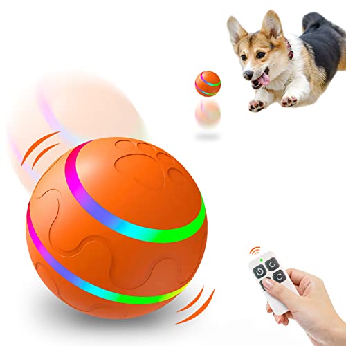 Interaktives Hundespielzeug ball, Automatisch Ball für Hunde der sich selbst bewegt, 360° Rollen Elektrisch Ball mit LED-Licht, USB Wiederaufladbares, Smart Wicked Ball für Katzen Hunde, Orange von LeadGoods