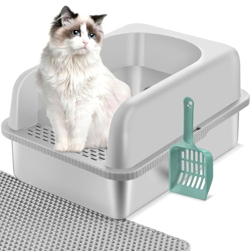 Katzenklo Edelstahl mit Deckel, 60x40x30cm, XXL Große Katzentoilette Edelstahl Halbgeschlossen, mit hohem Rand Abnehmbarer, Nicht klebrig, Für Große und Kleine, Einfache Reinigen, Grau Katzenklo Edelstahl mit Deckel, 60x40x30cm, XXL Große Katzentoilette Edelstahl Halbgeschlossen, mit hohem Rand Abnehmbarer, Nicht klebrig, Für Große und Kleine, Einfache Reinigen, Grau von LeadGoods