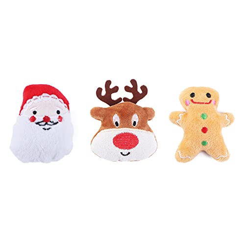Leadigol 3 Stück Weihnachts-Plüsch-Hundespielzeug, interaktives Quietschspielzeug, Katzen-Minzspielzeug, Kauspielzeug, weiches Plüsch-Welpenspielzeug, interaktives Weihnachtsmann, Elch, Lebkuchenmann, Leadigol 3 Stück Weihnachts-Plüsch-Hundespielzeug, interaktives Quietschspielzeug, Katzen-Minzspielzeug, Kauspielzeug, weiches Plüsch-Welpenspielzeug, interaktives Weihnachtsmann, Elch, Lebkuchenmann, von Leadigol