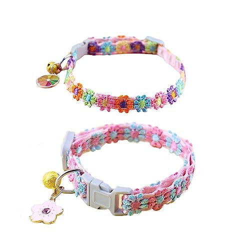 Leadigol Katzenhalsband, Hundehalsband, Baumwolle, Katzenhalsband mit Glöckchen, Katzenblumenhalsband, Haustierhalsband mit Anhänger, verstellbares Halsband für Katzen und kleine Hunde Leadigol Katzenhalsband, Hundehalsband, Baumwolle, Katzenhalsband mit Glöckchen, Katzenblumenhalsband, Haustierhalsband mit Anhänger, verstellbares Halsband für Katzen und kleine Hunde von Leadigol