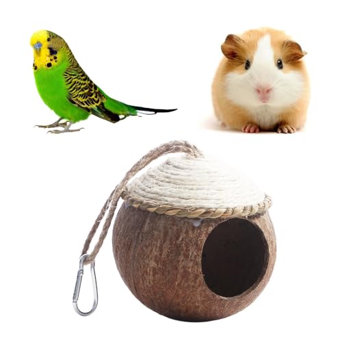 Leadigol Kokosnuss-Vogelnesthütte mit Leiter für Papageien, Sittich, Nymphensittich, Hängematte, Sittich, Wellensittiche, Papageienspielzeug, warmes Kokosnuss-gewebtes Stroh, natürlicher Winterkäfig, Leadigol Kokosnuss-Vogelnesthütte mit Leiter für Papageien, Sittich, Nymphensittich, Hängematte, Sittich, Wellensittiche, Papageienspielzeug, warmes Kokosnuss-gewebtes Stroh, natürlicher Winterkäfig, von Leadigol