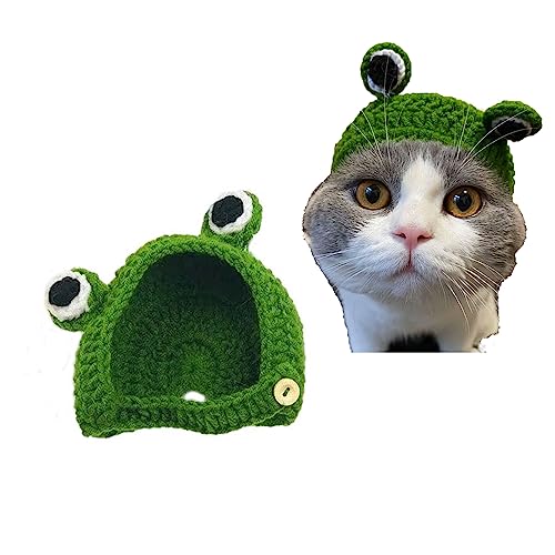 Leadigol Lustige Haustiermütze, Cartoon-Frosch-Form, Haustierkappe, Katze, Hund, Hüte, handgefertigt, gestrickt, Wollgarn, niedlicher Cartoon-Froschhut, für Weihnachten und Halloween-Dekoration Leadigol Lustige Haustiermütze, Cartoon-Frosch-Form, Haustierkappe, Katze, Hund, Hüte, handgefertigt, gestrickt, Wollgarn, niedlicher Cartoon-Froschhut, für Weihnachten und Halloween-Dekoration von Leadigol