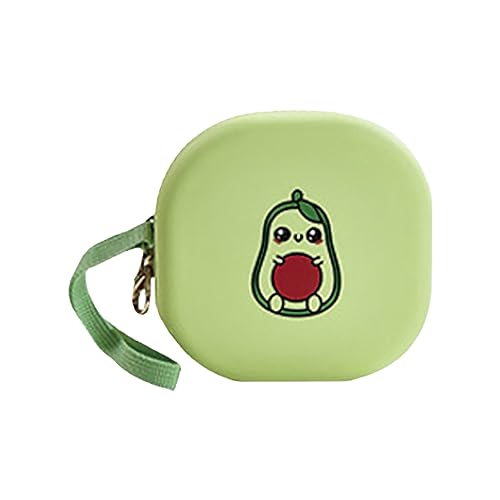 Cartoon Design Pet Bowl Portable Folding with Zipper Closure Food-grade Silicone Double for Cats Dogs Equipped Lanyard Outdoor Avocado von Leadrop