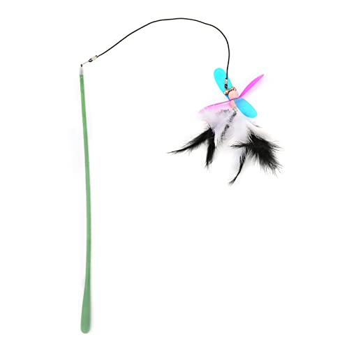 Cat Wand Toy Feather Cat Toy Interactive Cat Teaser Toy with Feather Wand Bell Creative Design for Fun Playtime Comfortable Grip Pet Supply Black & White von Leadrop