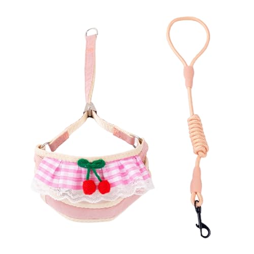 Dog Traction Leash 1 Set Pet Traction Rope Knitted Cherry Trim Plaid Print Dog Leash Durable Cat Traction Leash Pet Supply Pink S von Leadrop