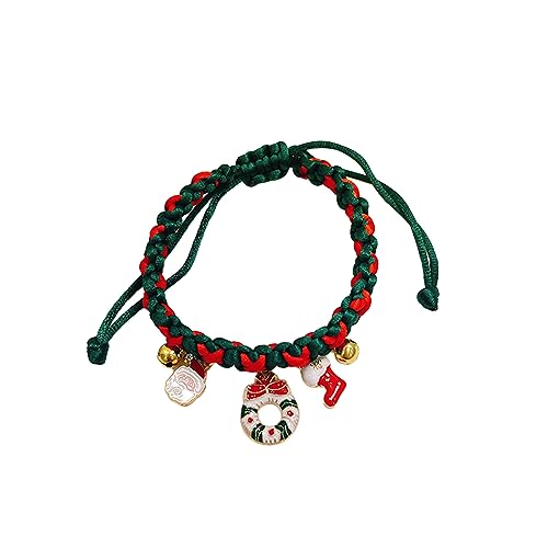 Haustierhalsband mit einstellbarer Dichtheit Bequem Festlich Weihnachten Design Perlenkette für Katzen Runder Ring von Leadrop