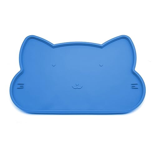 Hunde Haustier Tischset Rutschfest Wasserdicht mit erhöhtem Rand Katze Hund Futtermatte für Saubere Futterfläche Auslaufsicher Königsblau von Leadrop