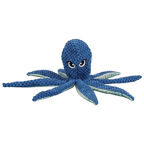 Leadrop Durable Dog Toy Pet Chew Cute Octopus Shape Plush for Long-lasting Fun Squeaky Bite-Resistant Teeth Cleaning Exercise Interactive Playful Design Dogs Blue von Leadrop