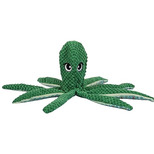 Leadrop Durable Dog Toy Pet Chew Cute Octopus Shape Plush for Long-lasting Fun Squeaky Bite-Resistant Teeth Cleaning Exercise Interactive Playful Design Dogs Green von Leadrop