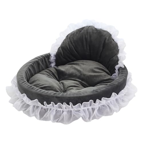 Leadrop Haustiernest Bequem Weich Spitze Rand Prinzessin Stil Bowknot Decor Plüsch Haustier Hund Katzen Bett für Zuhause Haustier Nest von Leadrop