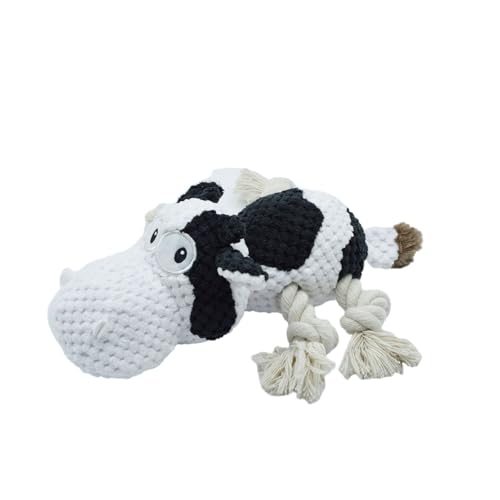 Leadrop Hundespielzeug in Kuhform, quietschend, mit Geräuschen, interaktives Kuh-Plüsch, natürliche Instinkte, bissfest, Schwarz und Weiß von Leadrop