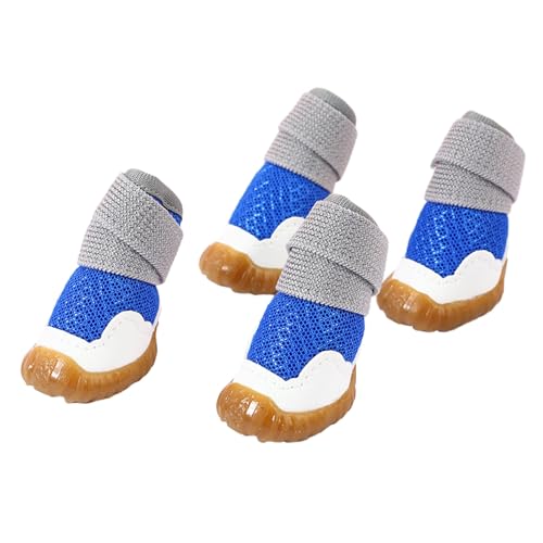 Leadrop Reflektierende Hundeschuhe Hundeschuhe mit rutschfestem Silikon, 4 Stück, reflektierend, rutschfest, Pfotenschutz, Befestigungsband, Haustierzubehör, Blau, M von Leadrop