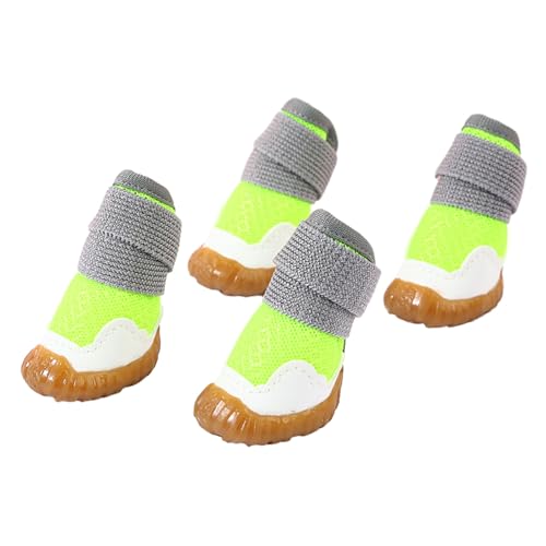 Leadrop Reflektierende Hundeschuhe mit rutschfestem Silikon, reflektierend, rutschfest, Pfotenschutz, Befestigungsband, Haustierzubehör, fluoreszierendes Grün, Größe M, 4 Stück von Leadrop