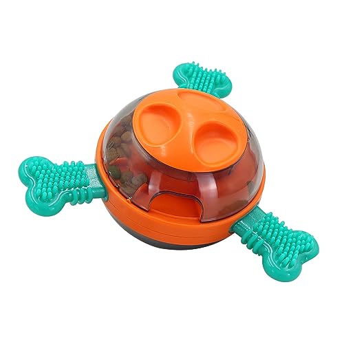 Pet Beißspielzeug mit Futterlecklöchern, verstellbar für Haustiere, mentale Stimulation, langsames Füttern, langlebiges ABS-TPR-Material interaktiver pädagogischer Hund, Orange von Leadrop