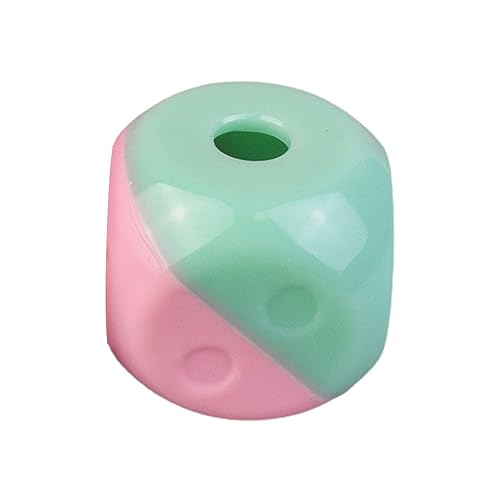 Pet Leaking Food Ball Slow Feeder Dog Toy Interactive Pet Toys Durable Dice-shaped Treat Dispenser Tooth Cleaning Ball for Dogs Green Pink von Leadrop