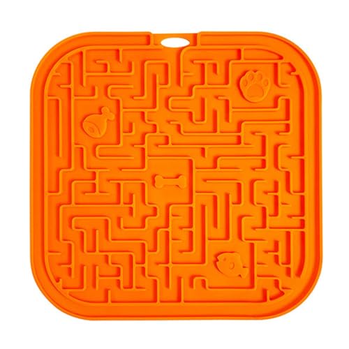 Pet Silicone Licking Mat Lick Pad Slow Food Cushion for Pets Easy Cleaning Soft Bendable Designsilicone Perfect Feeding Accessory Dogs Cats Made Orange von Leadrop