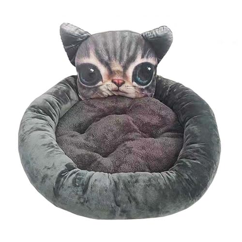 Pet Warm Bed Breathable Filling Cozy Keep Warm Thick Sleep Elastic Cat Head Decor Winter Cat Bed Pet Supplies Winter Dog Bed von Leadrop