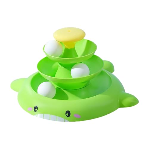 Safe Cat Toy Sure Here's A Product Title for Pet Described 1 Set Wal-shaped Bell Ball Fluffy Feather Interactive Entertaining Turntable Green von Leadrop